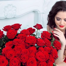 rouge, model, bouquet