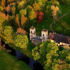 Park, Monument, ruins, forest