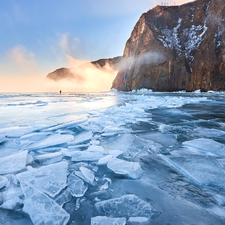 Mountains, frozen, Icecream, Russia, Human, Baikal Lake