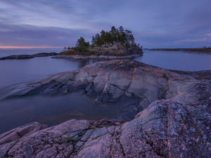 rocks, lake, Karelia, Russia, Great Sunsets, Ladoga