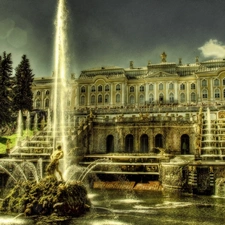 palace, Peterhof, Russia, fountain
