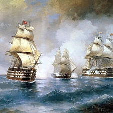 maritime, picture, Aivazovsky, Battle, Ivan