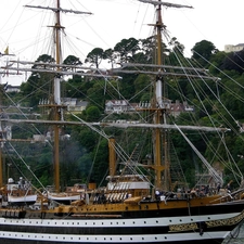 sailing vessel, landscape