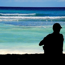 Human, coast, sea, Waves