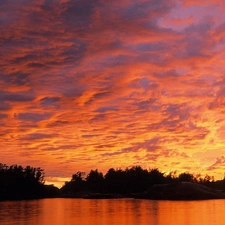 sea, Island, sun, clouds, west