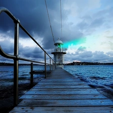 sea, Platform, Lighthouse