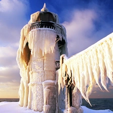 sea, Icy, Lighthouses