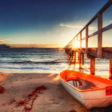 sea, Boat, pier