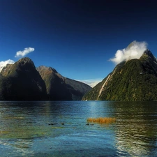 New Zeland, Mountains, sea