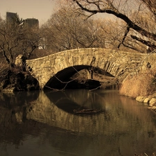 sepia, bridge, River