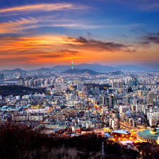 Houses, Great Sunsets, Seul, Town, South Korea