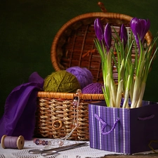 sewing, crocuses, accessories, Do, composition