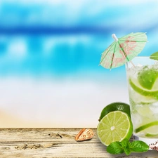 Shells, lemonade, limes