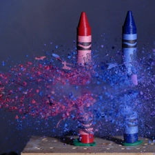 crayons, shot