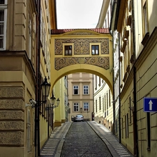 Prague, Houses, Sights, alley