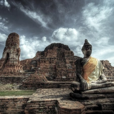 Ancient, Statue monument, Sky, ruins