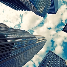 Sky, skyscrapers, clouds