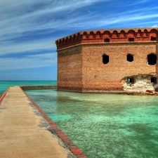 damaged, water, Sky, Castle