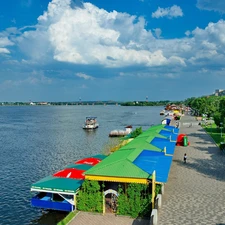 alley, River, Sky, Donetsk, vessels, Tents