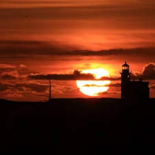 Sky, summer, Great Sunsets, clouds, Lighthouses