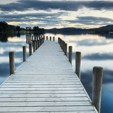 Sky, pier, lake