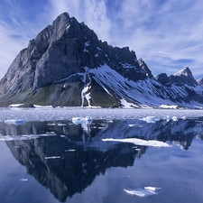 Sky, water, Mountains