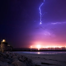 Night, Lightning, Sky, Storm