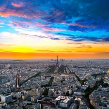 Paris, color, Sky, panorama