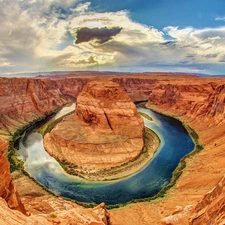 Sky, canyon, River