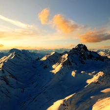 Sky, Mountains, snow