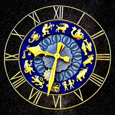 Signs of the Zodiac, Sky, star, Clock