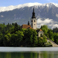 Slovenia, Mountains, Castle, Bled, lake