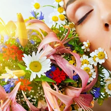 flowers, Women, small bunch