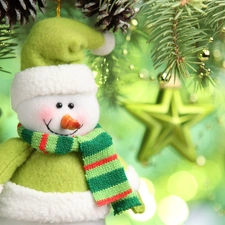 christmas tree, Snowman, Smile, ornamentation