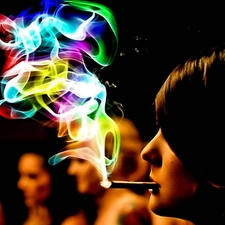 Women, color, smoke, Cigarette