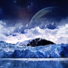 snow, winter, Mountains, Planet, clouds