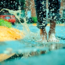 splash, water, legs