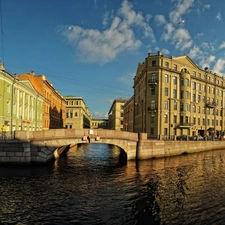 St.Petersburg, Russia, bridge, canal, Houses