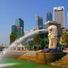 Merlion, Hotel hall, Stairs, Singapur