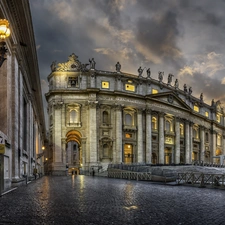 lanterns, Basilica of St. Peter, Monument, statues, Vatican