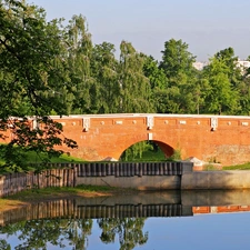 stone, bridge, Park, lake, Tsaritsyno