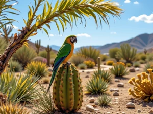Plants, Stones, parrot, Cactus, Green