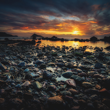Stones, Great Sunsets, Devon County, clouds, sea, rocks, England