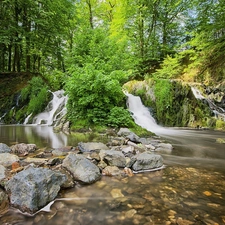 Stones, forester, waterfalls