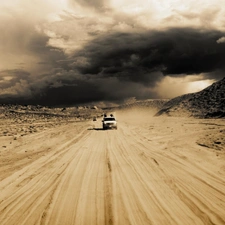 Desert, Desert, Storm, Automobile