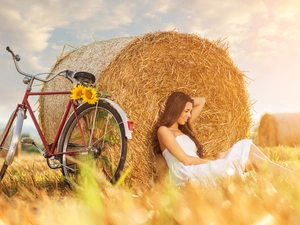 summer, Women, Straw, Field