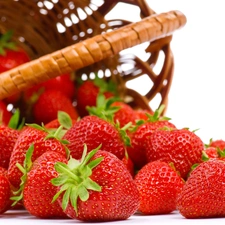 strawberries, wicker, basket
