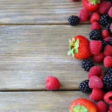 strawberries, raspberries, blackberries