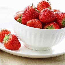 strawberries, White, bowl