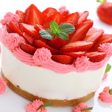 strawberries, Cake, cake